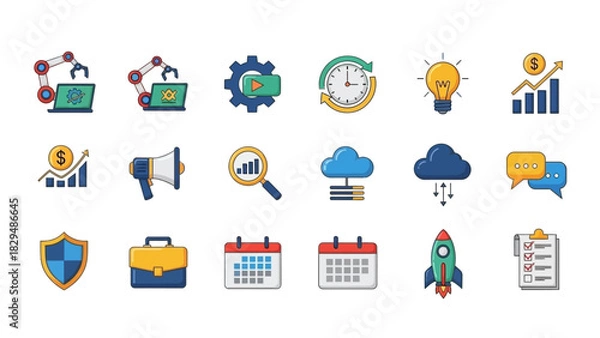 Obraz Collection of Business and Technology Icons for Digital Marketing.