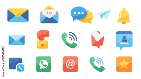 Obraz Collection of communication icons for digital messaging and notifications.