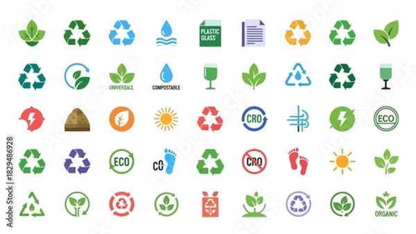 Obraz Eco-Friendly Icons - A Collection of Environmental and Sustainability Symbols.