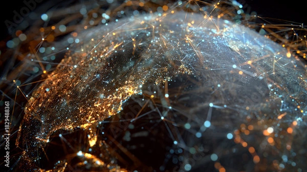 Fototapeta global economy visualization with digital connections