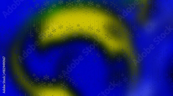 Fototapeta Abstract Dynamic Swirl Background, Electric Yellow and Royal Blue Vortex with Sparkling Snow Particle Overlay Texture