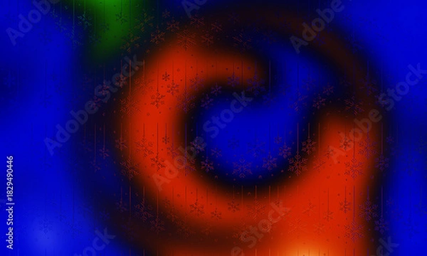 Fototapeta High Contrast Abstract Swirl Background, Vibrant Red Orange and Deep Blue Dynamic Flow Digital Art with Particle Texture Overlay