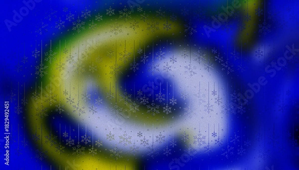 Fototapeta Vibrant Abstract Swirl Background in Blue and Yellow with Sparkle Effect, Dynamic Flowing Digital Art Wallpaper
