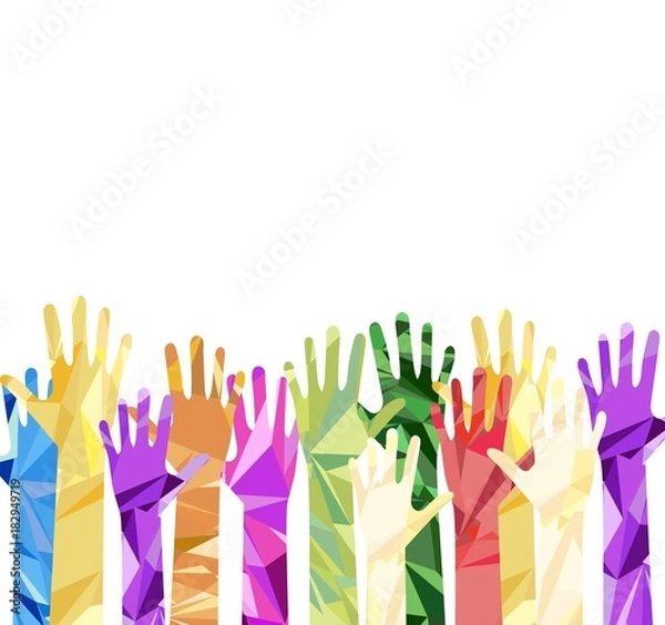 Fototapeta silhouette of hands raised upwards