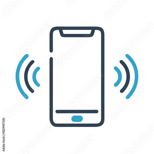 Fototapeta Vibrating  phone simple icon set. Smartphone vibrating. Phone sign. 2