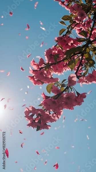 Obraz Spring Cherry Blossoms in Soft Light and Clear Sky