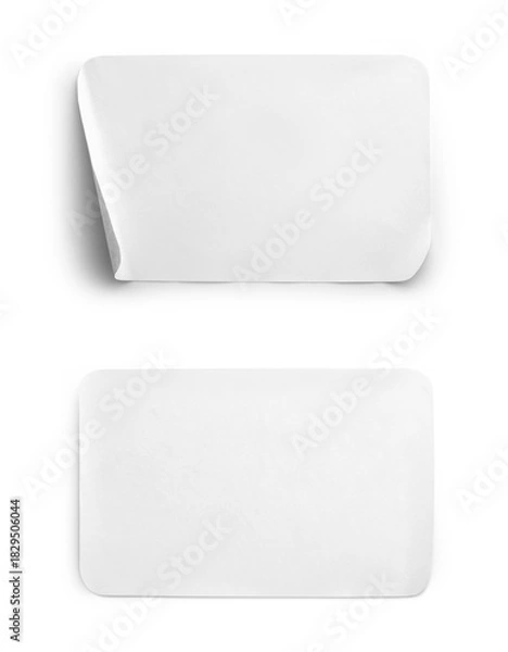 Fototapeta White rectangle sticker isolated on white background with clipping path