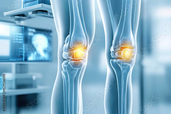 Fototapeta X-ray imaging of the human knee joint in the context of a sports rehabilitation laboratory