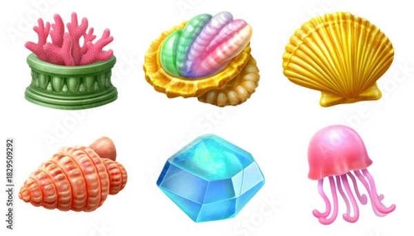 Fototapeta 3D Illustrative Concept of Ancient Ruins with Soft Glossy Elements on Transparent Background