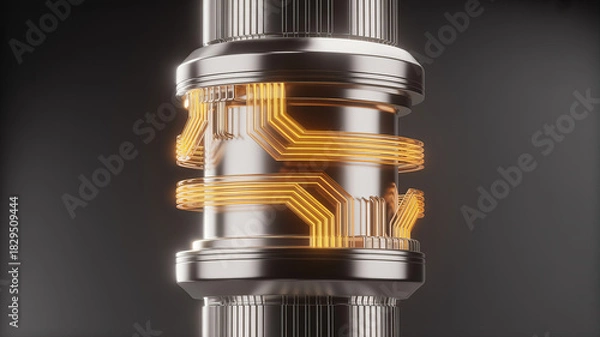 Fototapeta Futuristic technology core with glowing circuits, perfect for cutting-edge innovation concepts and advanced engineering projects with a modern tech aesthetic