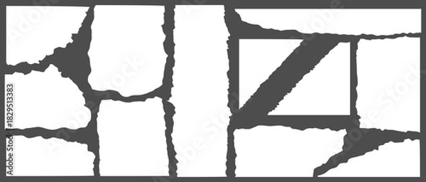 Fototapeta ちぎれた・やぶれた紙　ホワイト