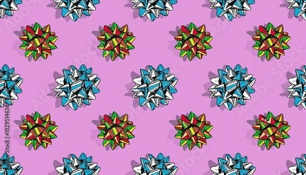 Obraz Colorful Gift Bows Pattern on Pink Background.