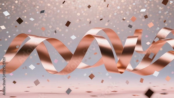 Fototapeta Celebratory ribbons and confetti create a festive atmosphere for special occasions and events Generative AI