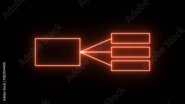 Obraz Glowing neon line Business hierarchy chart icon animation background. Neon flowchart, Corporate organizational structure graphic elements, network diagram, hi-tech illustration. 