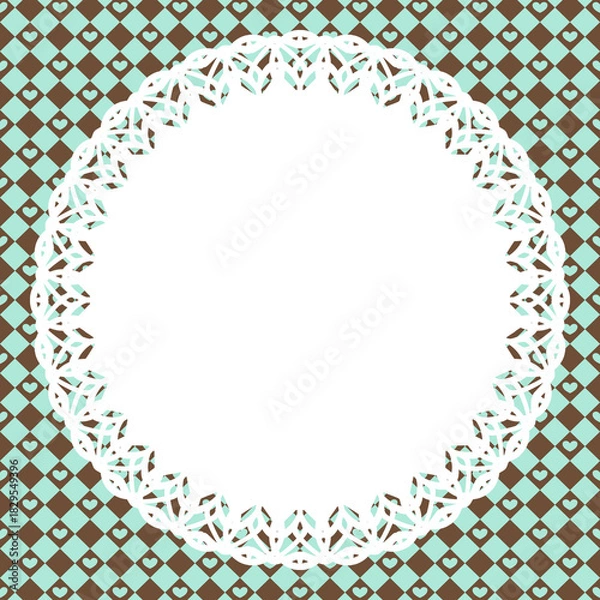 Obraz 丸型レース×ハートダイヤ(ミント)