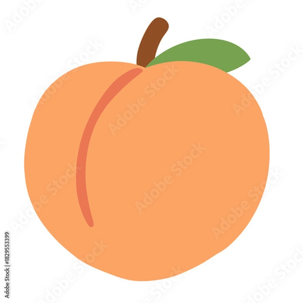 Fototapeta Juicy Peach: A vibrant peach, boasting a rich, inviting hue, sits invitingly with a single green leaf. It's a perfect visual representation of freshness.