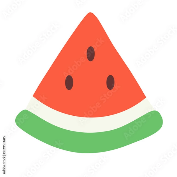 Fototapeta Summer Slice: A vibrant, triangular slice of juicy watermelon, bursting with freshness and the essence of summer, is isolated, offering a taste of refreshing delight.