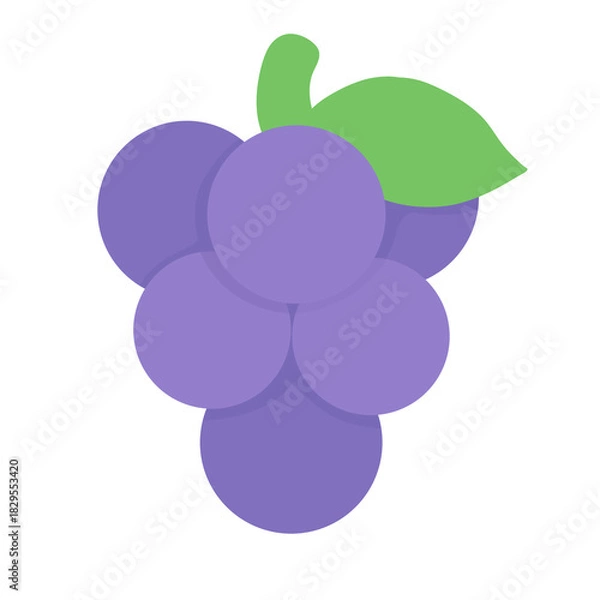 Fototapeta Purple Grapes: An isolated cluster of fresh purple grapes with a vibrant green leaf, offering a glimpse of nature's bounty and culinary delight.