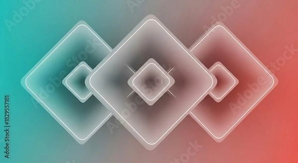 Fototapeta Dynamic Abstract Gradient Background with Overlapping Geometric Diamond Shapes and Glowing Edges.