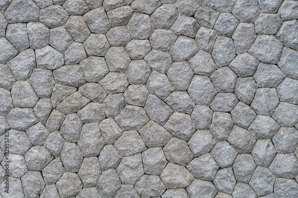 Obraz Textured gray stone wall with interlocking hexagonal pattern