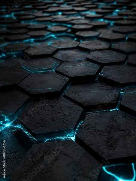 Obraz Cracked concrete with blue lightning