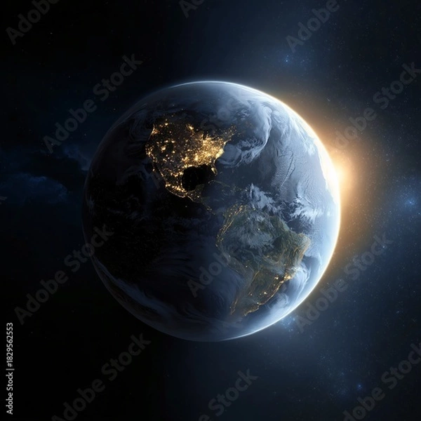 Obraz Earth illuminated by sunlight