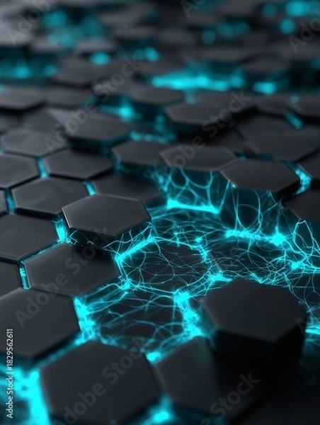 Obraz Hexagonal Pattern with Blue Bands