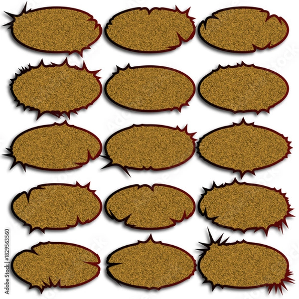 Obraz Crystalized effect thoughts and speech or label bubbles in cork like surface