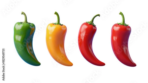 Fototapeta Vibrant Assorted Chili Peppers in Gradient Colors