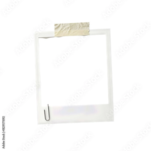 Fototapeta Vintage Polaroid Frame with Tape and Clip