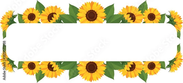 Fototapeta Decorative banner adorned with a vibrant arrangement of sunflowers, perfect for summer-themed invitations and artistic projects