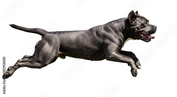 Obraz Running Cane Corso dog powerful Italian mastiff breed in motion isolated on white background