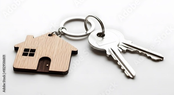 Obraz Keys with a house shaped keychain new home concept real estate investment
