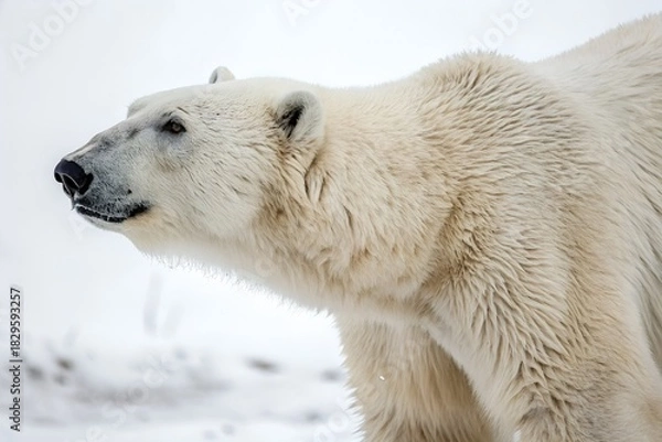 Obraz White polar bear in a zoo surrounded by snow and ice