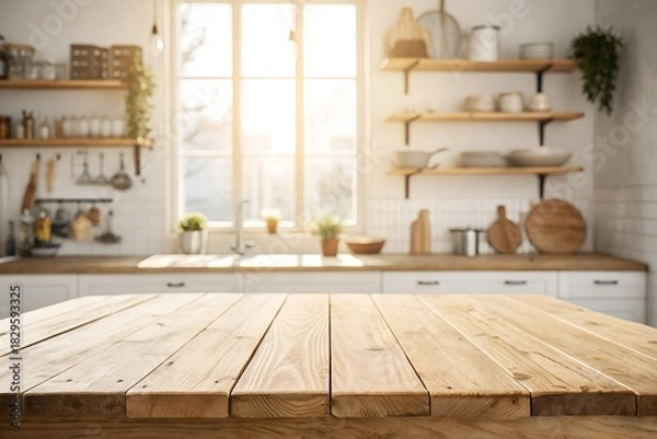 Obraz Wooden table and chairs in a home or restaurant interior