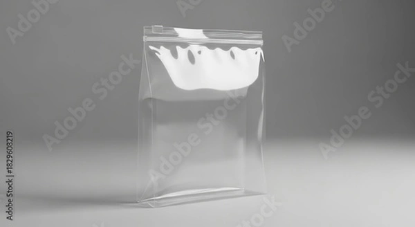 Obraz Plastic pouch featuring resealable zip closure standing upright on clean neutral presentation surface