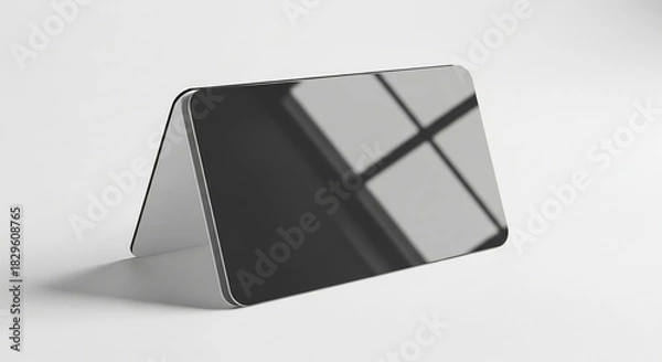 Fototapeta Glossy laminated business card mockup shining professionally on smooth plain white presentation surface