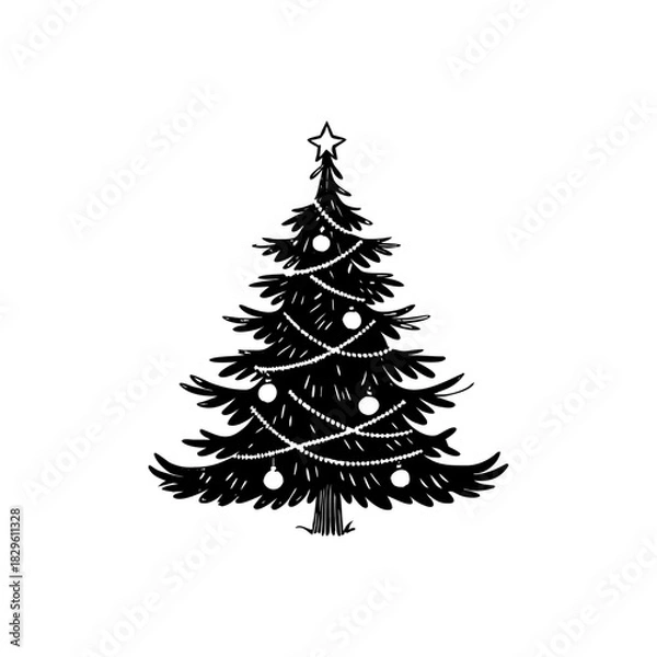Fototapeta christmas tree, vector, tree, icon