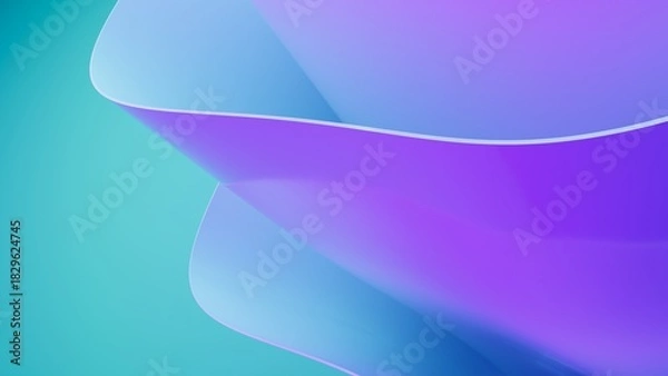 Fototapeta Abstract wavy curved 3d render. Blue and violet soft layers of plastic with lines, folds, ruffles. Modern wallpaper, texture pattern.