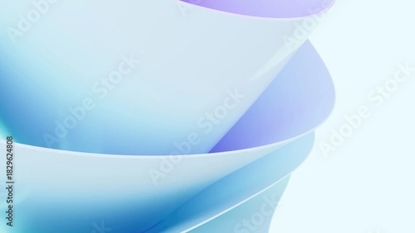 Fototapeta Abstract wavy curved 3d render. Blue and violet soft layers of plastic with lines, folds, ruffles. Modern wallpaper, texture pattern.
