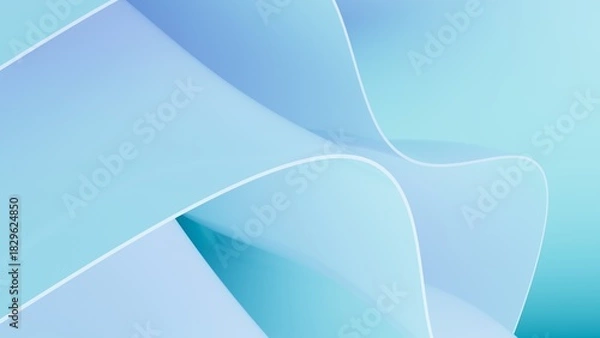 Fototapeta Abstract wavy curved 3d render. Turquoise soft layers of plastic with lines, folds, ruffles. Modern wallpaper, texture pattern.