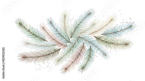 Obraz Soft pastel pine needles arrangement on white background