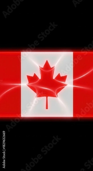 Fototapeta A luminous interpretation of the Canadian flag with gleaming maple leaf emblem design