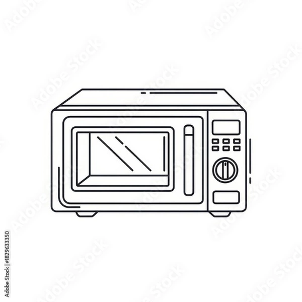 Fototapeta A minimalist line illustration of a microwave oven offering a clean design element