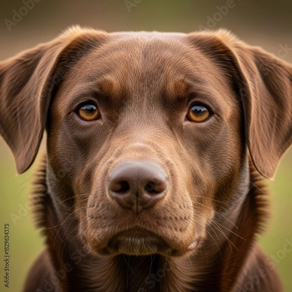 Fototapeta A portrait of a brown labrador retriever conveys trust and loyalty, showcasing a beloved canine