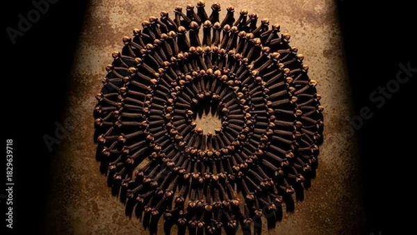 Fototapeta Star anise artistic circular arrangement aromatic spice top view