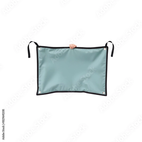 Fototapeta Hand Holding Folded Cooling Mat to Showcase Portable Profile