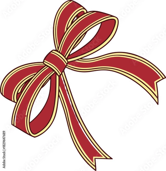 Obraz Festive red and gold ribbon bow adds a touch of holiday magic perfect for gift wrapping, celebration designs, and seasonal greeting cards projects