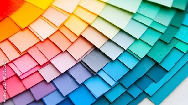 Fototapeta An assortment of colorful paint swatches are displayed beautifully, showcasing a spectrum of various hues.