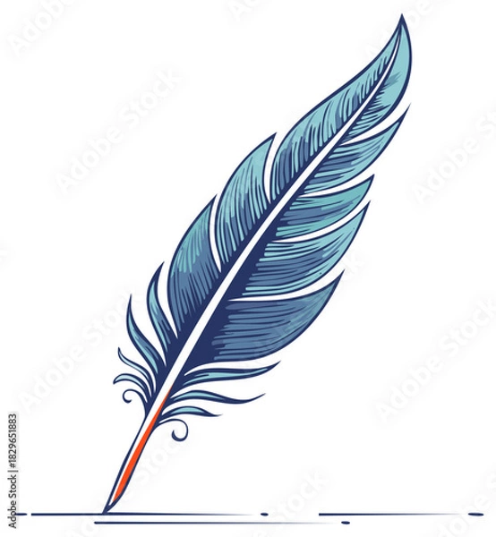 Obraz Elegant Blue Feather Stylus Illustrates Creativity and Communication